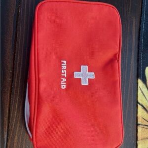Red First Aid Pouch - Compact Emergency Kit Case